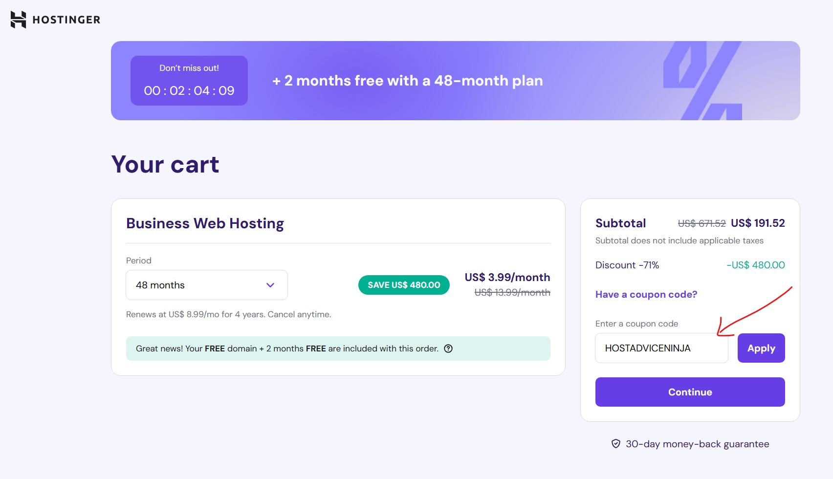 hostinger coupons hostadviceninja